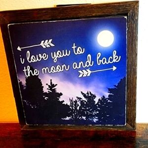 Art Print Dual Inset Block Wall Art Moon Love Homestead Wall Decor Cottagecore